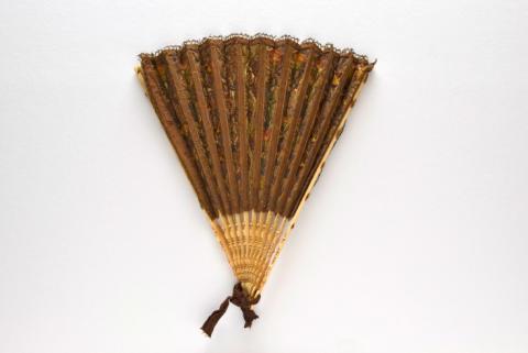 Embroidered folding fan acquired by the Fan Museum