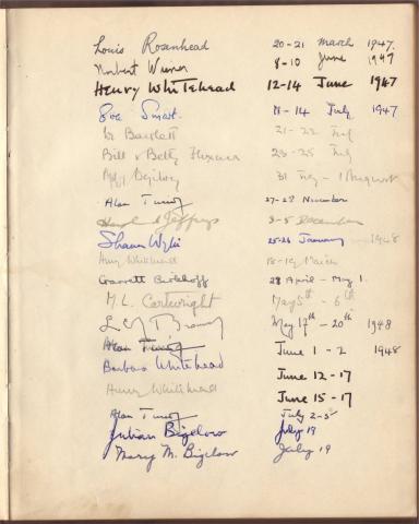 Visitors book with Alan Turing signature