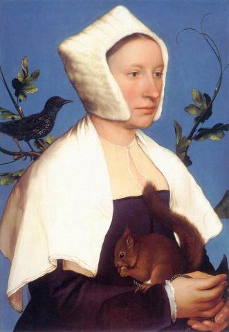 Lady with a Squirrel and a Starling by Holbein the Younger
