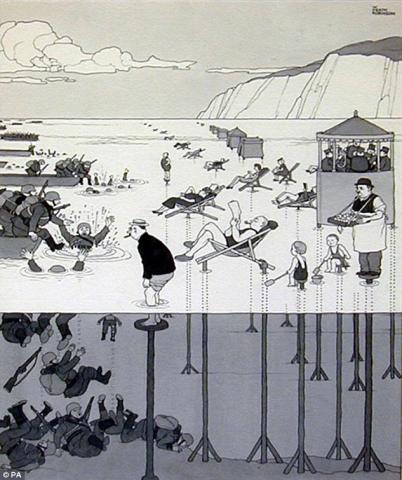 William Heath Robinson's Deceiving the invader as to the state of the tide
