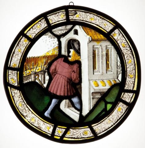 Roundel depicting the Labour of the Month for April