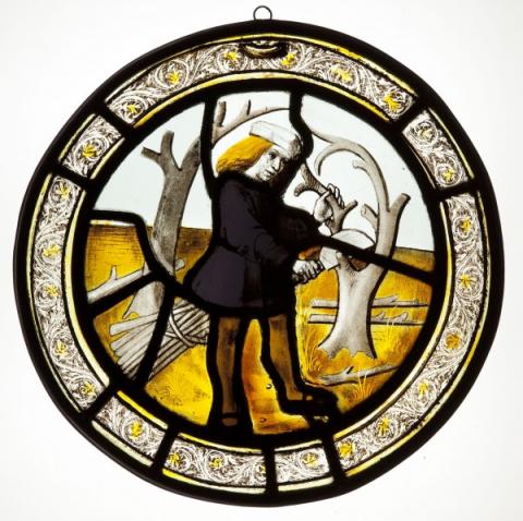 Roundel depicting the Labour of the Month for March