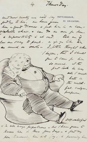 Sir Edward Burne-Jones (1833–98) letter showing the 'fat man'