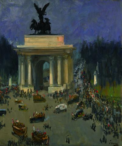 Sir John Lavery Armistice day November 11 1918 Grosvenor Place, London Sir John Lavery Armistice day November 11 1918 Grosvenor Place, London