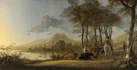 River Landscape with Horseman and Peasants by Cuyp