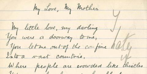 Draft poem My Love, My Mother (1911.)