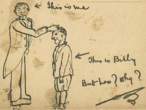 Sketch by Lawrence’s elder brother depicting the two siblings together Sketch by Lawrence’s elder brother depicting the two siblings together