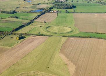 An aerial view of Thornborough Henges